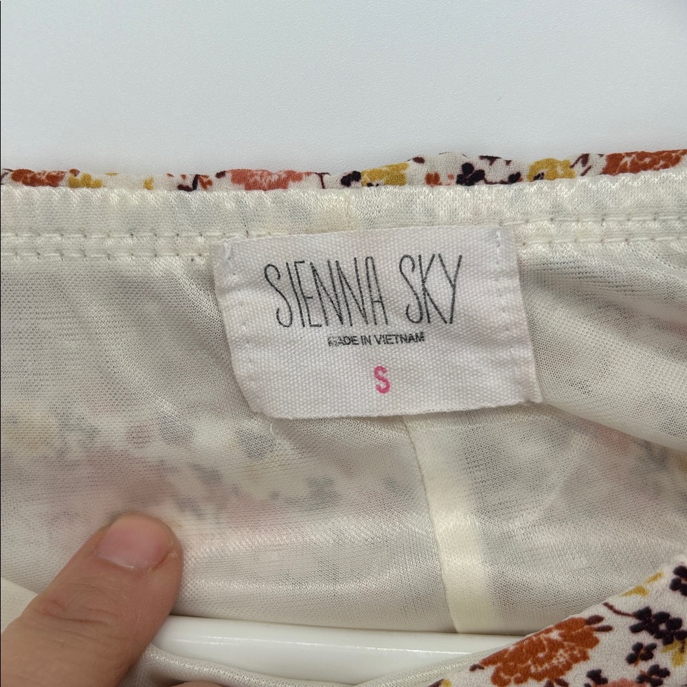 Sienna Sky Floral Ruched Mini Skirt Orange Yellow Boho Size S Womens - Picture 2 of 8